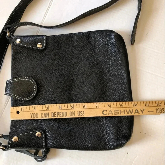 Vera Pelle Black Pebbled Leather  Crossbody - Picture 10 of 15